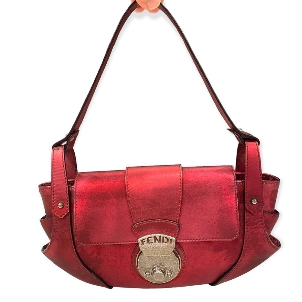 FENDI Authentic Metallic Red Leather Baguette Compilation - Picture 3 of 16